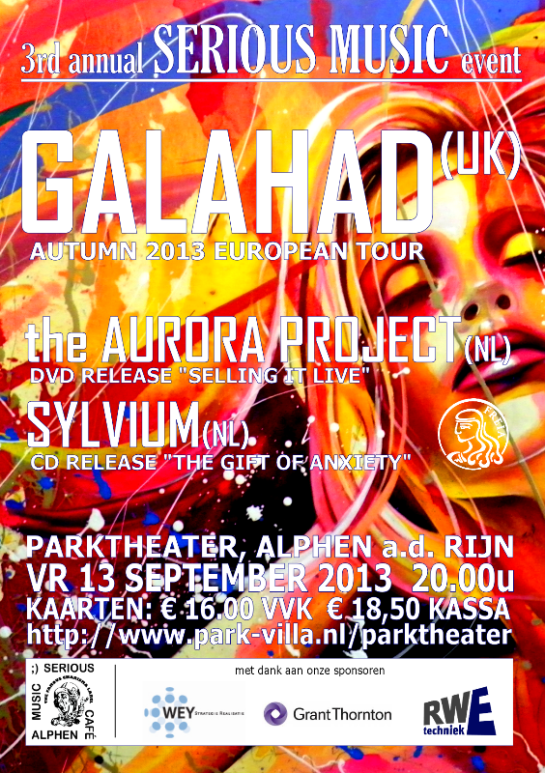 Galahad, Sylvium, The Aurora Project, prog rock concert poster